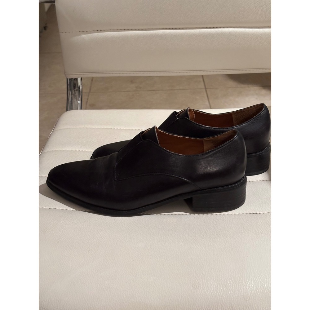 14th & Union Womens Black Leather Pointed Toe Slip On Loafer‎ Shoes Size 7M
